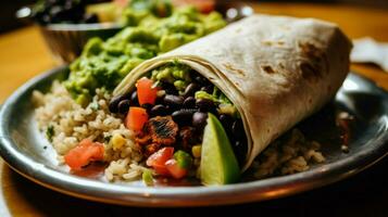 végétarien et végétalien burrito avec noir des haricots photo