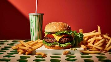 végétarien Burger et fait maison frites dans vibrant vite photo