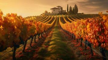 vignoble entouré par l'automne couleurs avec chaud su photo