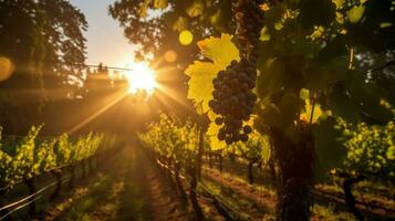 vignoble avec rétro-éclairé Soleil brillant par le lea photo