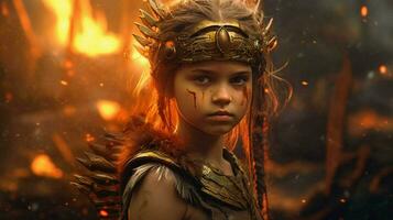 guerrier enfant fille jeu fictif monde photo