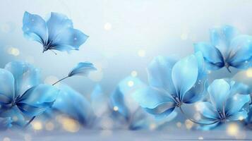 une magnifique bleu fleurs sur une gris Contexte photo