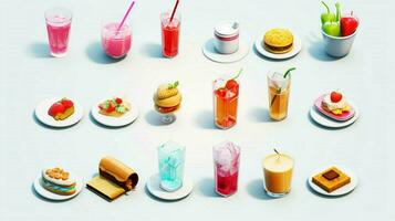 coloré 3d icône ensembles de nourriture et boisson indust photo