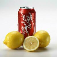 Coca Cola avec citron avec blanc Contexte photo