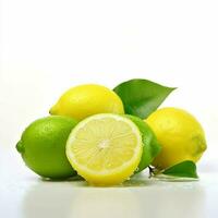 lim sur citron et citron vert avec blanc Contexte haute photo