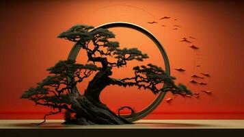 arbre sur solide Couleur Contexte Zen enso Behance photo