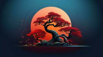 arbre sur solide Couleur Contexte Zen enso Behance photo