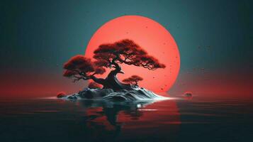 arbre sur solide Couleur Contexte Zen enso Behance photo