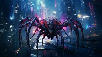 zoomorphisme de araignée incroyable cyberpunk thème photo