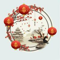 chinois Nouveau année social médias Publier avec transparent Contexte photo
