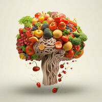 concept art de une cerveau fabriqué en dehors de entier nourriture avec photo