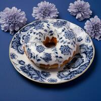 produit coups de bleu delft floral impression Donut ic photo