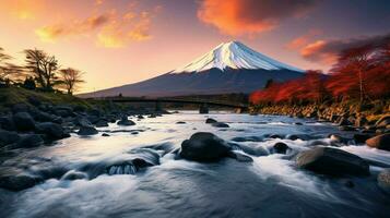 fonds d'écran de monter Fuji dans le style de graveleux photo