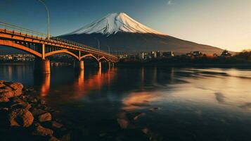 fonds d'écran de monter Fuji dans le style de graveleux photo