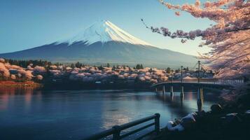 fonds d'écran de monter Fuji dans le style de graveleux photo