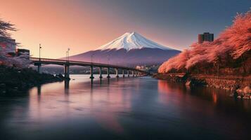 fonds d'écran de monter Fuji dans le style de graveleux photo