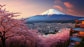 fonds d'écran de monter Fuji dans le style de graveleux photo