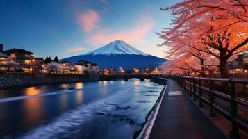 fonds d'écran de monter Fuji dans le style de graveleux photo