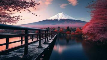 fonds d'écran de monter Fuji dans le style de graveleux photo