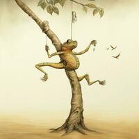 acrobatique créature gracieusement balançant de arbre à arbre photo