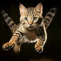 agile savane chat saut gracieusement par le air photo