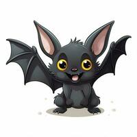 chauve souris 2d dessin animé vecteur illustration sur blanc Contexte haut photo