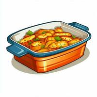 casserole plat 2d dessin animé illustraton sur blanc Contexte photo