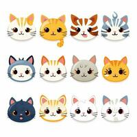 chat visages emojis 2d dessin animé vecteur illustration sur blanc b photo