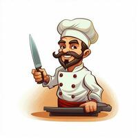 chefs couteau 2d dessin animé illustraton sur blanc Contexte haut photo