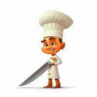 chefs couteau 2d dessin animé illustraton sur blanc Contexte haut photo