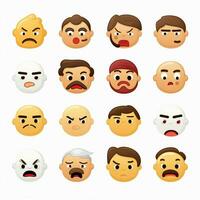 concerné visages emojis 2d dessin animé vecteur illustration sur w photo