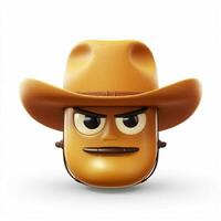 cow-boy chapeau visage emoji sur blanc Contexte haute qualité 4k photo