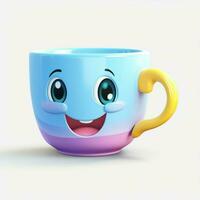 tasse 2d dessin animé illustraton sur blanc Contexte haute qualité photo