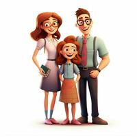 famille 2d dessin animé illustraton sur blanc Contexte haute photo