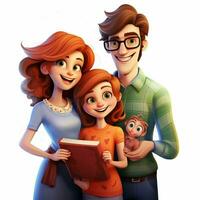 famille 2d dessin animé illustraton sur blanc Contexte haute photo