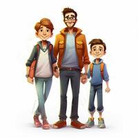 famille homme garçon garçon 2d dessin animé illustraton sur blanc photo