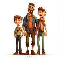 famille homme homme garçon 2d dessin animé illustraton sur blanc backgro photo