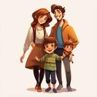 famille homme femme garçon garçon 2d dessin animé illustraton sur blanc photo