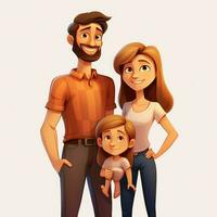 famille homme femme fille 2d dessin animé illustraton sur blanc retour photo