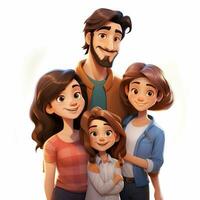 famille homme femme fille 2d dessin animé illustraton sur blanc retour photo