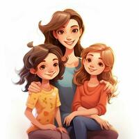 famille femme fille fille 2d dessin animé illustraton sur blanc bac photo