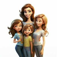 famille femme femme fille fille 2d dessin animé illustraton sur whi photo