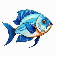 poisson 2d vecteur illustration dessin animé dans blanc Contexte salut photo