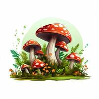 champignons 2d vecteur illustration dessin animé dans blanc Contexte h photo