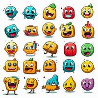Jeux emojis 2d dessin animé vecteur illustration sur blanc dos photo