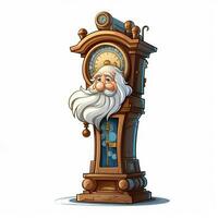 grand-père l'horloge 2d dessin animé illustraton sur blanc Contexte photo