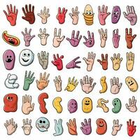 mains et autre corps les pièces emojis 2d dessin animé vecteur illust photo