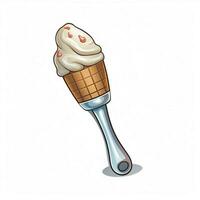 la glace crème scoop 2d dessin animé illustraton sur blanc Contexte photo