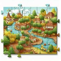 scie sauteuse puzzle 2d dessin animé illustraton sur blanc Contexte h photo