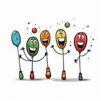 jonglerie clubs 2d dessin animé illustraton sur blanc Contexte photo
